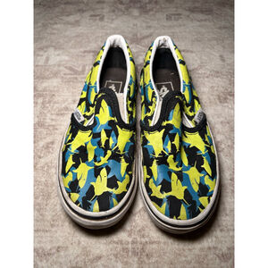 Kids Vans Slip-On Shark Pattern Yellow Blue Shoes 13C